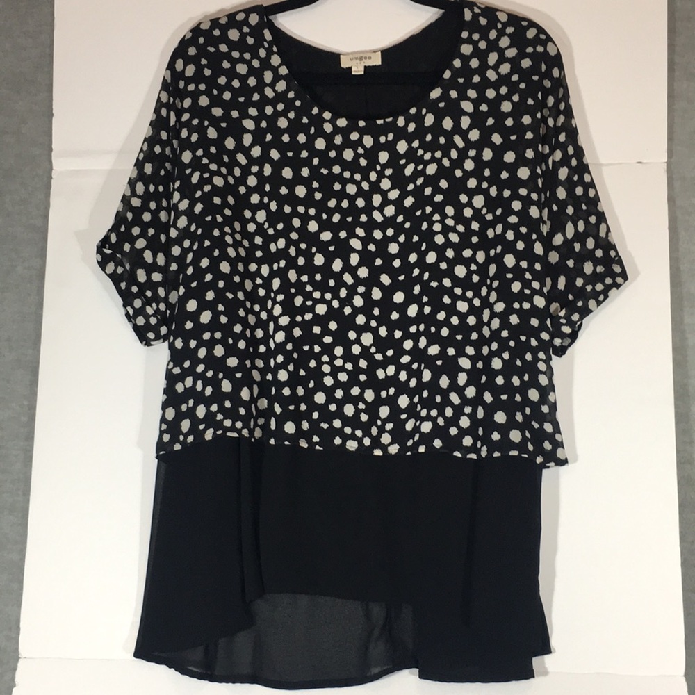 UMGEE “Dalmatian” Oversized Relaxed Fit Cool Summer Layered Look Organza Tunic